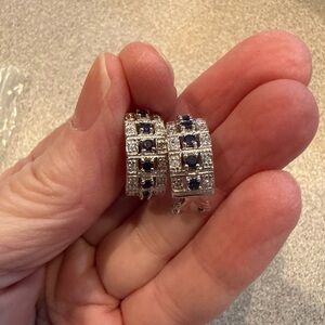 Source Unknown Silver and Dark Blue Earrings